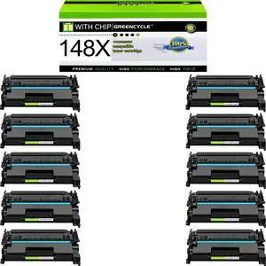 greencycle 148X with Chip Toner Cartridge Replacement Compatible for HP 148X Black Toner Cartridge W1480X Work with Laser Jet Pro 4001dw 4001dn 4001n MFP 4101fdw 4101fdn Ink Cartridge(10PCS,with Chip)