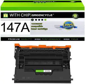 greencycle 147A with Chip Toner Cartridge Replacement Compatible for HP 147A Black Toner Cartridge W1470A Work with Laser Jet Enterprise M610 M611 M612 M634 M635 M636 Series(1PCS,with Chip)
