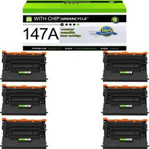greencycle 147A with Chip Toner Cartridge Replacement Compatible for HP 147A Black Toner Cartridge W1470A Work with Laser Jet Enterprise M610 M611 M612 M634 M635 M636 Series(6PCS,with Chip)