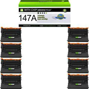 greencycle 147A with Chip Toner Cartridge Replacement Compatible for HP 147A Black Toner Cartridge W1470A Work with Laser Jet Enterprise M610 M611 M612 M634 M635 M636 Series(8PCS,with Chip)