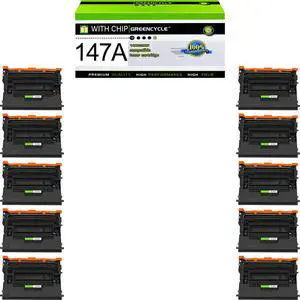 greencycle 147A with Chip Toner Cartridge Replacement Compatible for HP 147A Black Toner Cartridge W1470A Work with Laser Jet Enterprise M610 M611 M612 M634 M635 M636 Series(10PCS,with Chip)