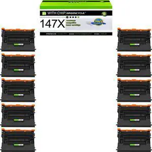 greencycle 147X with Chip Toner Cartridge Replacement Compatible for HP 147X Black Toner Cartridge W1470X Work with Laser Jet Enterprise M611 M612 MFP M634 M635 M636 Series(10PCS,with Chip) greencycle 147X with Chip Toner Cartridge Replacement Compatible for HP 147X Black Toner Cartridge W1470X Work with Laser Jet Enterprise M611 M612 MFP M634 M635 M636 Series(10PCS,with Chip)