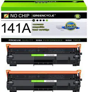 greencycle 141A No Chip Compatible for HP 141A Black Toner Cartridge W1410A Work with Laser Jet M110w M140w MFP M139w(2PCS,No Chip requires manual installation of an OEM chip for operation)