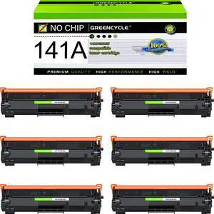 greencycle 141A No Chip Compatible for HP 141A Black Toner Cartridge W1410A Work with Laser Jet M110w M140w MFP M139w(6PCS,No Chip requires manual installation of an OEM chip for operation)