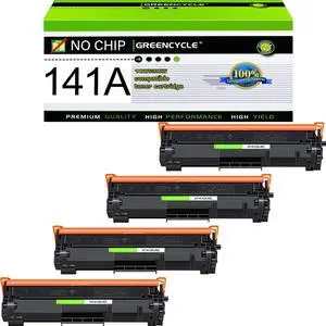 greencycle 141A No Chip Compatible for HP 141A Black Toner Cartridge W1410A Work with Laser Jet M110w M140w MFP M139w(4PCS,No Chip requires manual installation of an OEM chip for operation)