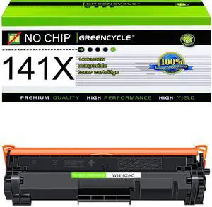 greencycle 141X No Chip Compatible for HP 141X Black Toner Cartridge W1410X Work with Laser Jet M110w MFP M140w MFP M139w(1PCS,No Chip requires manual installation of an OEM chip)