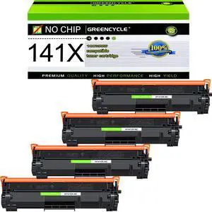 greencycle 141X No Chip Compatible for HP 141X Black Toner Cartridge W1410X Work with Laser Jet M110w MFP M140w MFP M139w(4PCS,No Chip requires manual installation of an OEM chip)