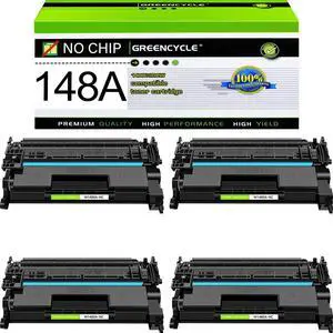 greencycle 148A No Chip Ink Cartridge[Requires Manual Installation of OEM chip] Compatible for HP 148A Black Toner Cartridge Work with Laser Jet Pro 4001dw 4001dn 4001n 4101fdw 4101fdn(4PCS,No Chip)