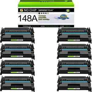 greencycle 148A No Chip Ink Cartridge[Requires Manual Installation of OEM chip] Compatible for HP 148A Black Toner Cartridge Work with Laser Jet Pro 4001dw 4001dn 4001n 4101fdw 4101fdn(8PCS,No Chip)