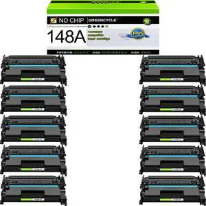 greencycle 148A No Chip Ink Cartridge[Requires Manual Installation of OEM chip] Compatible for HP 148A Black Toner Cartridge Work with Laser Jet Pro 4001dw 4001dn 4001n 4101fdw 4101fdn(10PCS,No Chip)