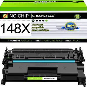 greencycle 148X No Chip Cartridge Compatible for HP 148X Black Toner Cartridge Work with Laser Jet Pro 4001dw 4001dn 4001n 4101fdw 4101fdn(1PC,No Chip Requires Manual Installation of an OEM chip)