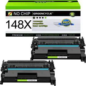 greencycle 148X No Chip Cartridge Compatible for HP 148X Black Toner Cartridge Work with Laser Jet Pro 4001dw 4001dn 4001n 4101fdw 4101fdn(2PC,No Chip Requires Manual Installation of an OEM chip)