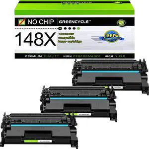 greencycle 148X No Chip Cartridge Compatible for HP 148X Black Toner Cartridge Work with Laser Jet Pro 4001dw 4001dn 4001n 4101fdw 4101fdn(3PC,No Chip Requires Manual Installation of an OEM chip)