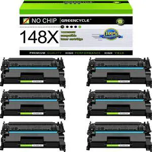 greencycle 148X No Chip Cartridge Compatible for HP 148X Black Toner Cartridge Work with Laser Jet Pro 4001dw 4001dn 4001n 4101fdw 4101fdn(6PC,No Chip Requires Manual Installation of an OEM chip)