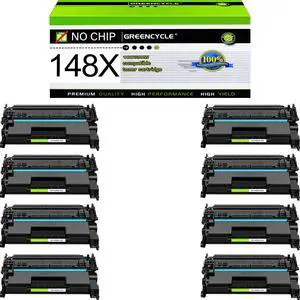 greencycle 148X No Chip Cartridge Compatible for HP 148X Black Toner Cartridge Work with Laser Jet Pro 4001dw 4001dn 4001n 4101fdw 4101fdn(8PC,No Chip Requires Manual Installation of an OEM chip)