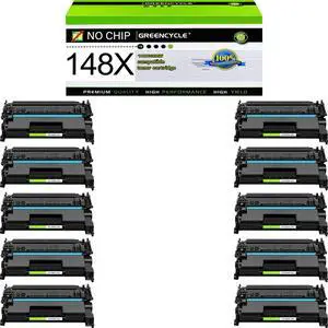 greencycle 148X No Chip Cartridge Compatible for HP 148X Black Toner Cartridge Work with Laser Jet Pro 4001dw 4001dn 4001n 4101fdw 4101fdn(10PC,No Chip Requires Manual Installation of an OEM chip)