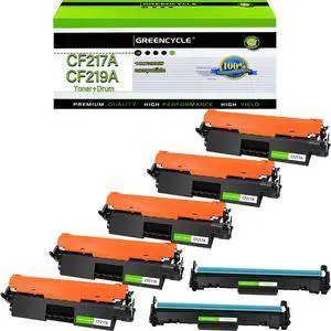 GREENCYCLE Compatible Toner Cartridges & Drum Replacement for HP CF217A 17A Toner & CF219A 19A Drum Unit Use for Laser jet Pro MFP M130a M130fn M130fw M130nw M102a M102w Printer(5 Toner + 2 Drum)