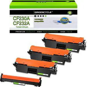 GREENCYCLE 3-pack CF230A Compatible Toner Cartridge & 1-pack CF232A Drum Replacement for HP 30A Toner & 32A Drum Use for Laser jet Pro MFP M227fdw M227fdn M227sdn M203dn M203dw M203d(1Toner + 1Drum)