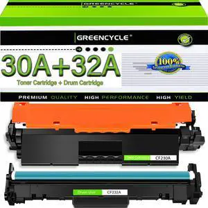 GREENCYCLE 1-pack CF230A Compatible Toner Cartridge & 1-pack CF232A Drum Replacement for HP 30A Toner & 32A Drum Use for Laser jet Pro MFP M227fdw M227fdn M227sdn M203dn M203dw M203d(1Toner + 1Drum)