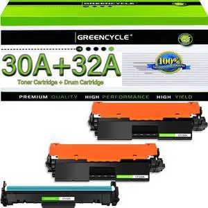 GREENCYCLE 2-pack CF230A Compatible Toner Cartridge & 1-pack CF232A Drum Replacement for HP 30A Toner & 32A Drum Use for Laser jet Pro MFP M227fdw M227fdn M227sdn M203dn M203dw M203d(1Toner + 1Drum)