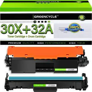 GREENCYCLE Compatible Toner Cartridge & Drum Replacement for HP CF230X Toner & CF232A Drum Cartridge Use for Laser jet Pro MFP M227fdw M227fdn M227sdn M203dn M203dw M203d(30X 1Toner + 32A 1Drum)