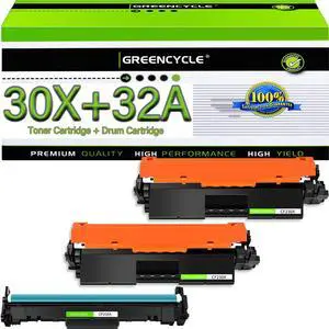 GREENCYCLE Compatible Toner Cartridge & Drum Replacement for HP CF230X Toner & CF232A Drum Cartridge Use for Laser jet Pro MFP M227fdw M227fdn M227sdn M203dn M203dw M203d(30X 2Toner + 32A 1Drum)