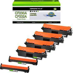 GREENCYCLE 4-pack CF230A Compatible Toner Cartridge & 2-pack CF232A Drum Replacement for HP 30A Toner & 32A Drum Use for Laser jet Pro MFP M227fdw M227fdn M227sdn M203dn M203dw M203d(1Toner + 1Drum)