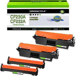GREENCYCLE 2-pack CF230A Compatible Toner Cartridge & 2-pack CF232A Drum Replacement for HP 30A Toner & 32A Drum Use for Laser jet Pro MFP M227fdw M227fdn M227sdn M203dn M203dw M203d(1Toner + 1Drum)