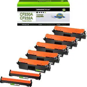 GREENCYCLE 5-pack CF230A Compatible Toner Cartridge & 2-pack CF232A Drum Replacement for HP 30A Toner & 32A Drum Use for Laser jet Pro MFP M227fdw M227fdn M227sdn M203dn M203dw M203d(1Toner + 1Drum)