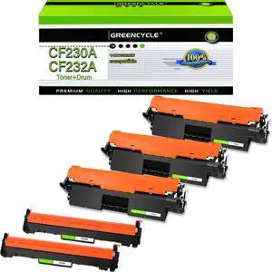 GREENCYCLE 3-pack CF230A Compatible Toner Cartridge & 2-pack CF232A Drum Replacement for HP 30A Toner & 32A Drum Use for Laser jet Pro MFP M227fdw M227fdn M227sdn M203dn M203dw M203d(1Toner + 1Drum)