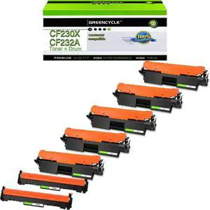 GREENCYCLE Compatible Toner Cartridge & Drum Replacement for HP CF230X Toner & CF232A Drum Cartridge Use for Laser jet Pro MFP M227fdw M227fdn M227sdn M203dn M203dw M203d(30X 5Toner + 32A 2Drum)