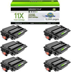 GREENCYCLE High-yield Compatible Toner Cartridge Replacement for HP 11X Q6511X work with Laser Jet 2400 2410 2410n 2420 2420d 2420n 2420dn 2420dtn 2430 2430n 2430tn 2430dtn Printer (Black,6-Pack)