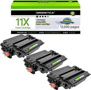 GREENCYCLE High-yield Compatible Toner Cartridge Replacement for HP 11X Q6511X work with Laser Jet 2400 2410 2410n 2420 2420d 2420n 2420dn 2420dtn 2430 2430n 2430tn 2430dtn Printer (Black,3-Pack)