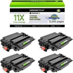 GREENCYCLE High-yield Compatible Toner Cartridge Replacement for HP 11X Q6511X work with Laser Jet 2400 2410 2410n 2420 2420d 2420n 2420dn 2420dtn 2430 2430n 2430tn 2430dtn Printer (Black,4-Pack)