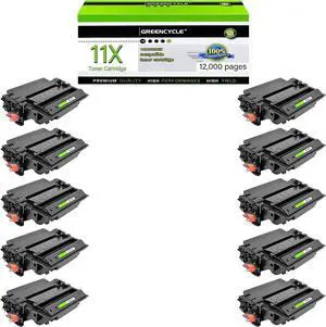 GREENCYCLE High-yield Compatible Toner Cartridge Replacement for HP 11X Q6511X work with Laser Jet 2400 2410 2410n 2420 2420d 2420n 2420dn 2420dtn 2430 2430n 2430tn 2430dtn Printer (Black,10-Pack)