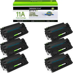GREENCYCLE High-yield Compatible Toner Cartridge Replacement for HP 11A Q6511A work with Laser Jet 2400 2410 2410n 2420 2420d 2420n 2420dn 2420dtn 2430 2430n 2430tn 2430dtn Printer (Black,6-Pack)