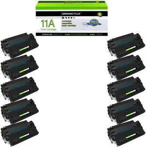 GREENCYCLE High-yield Compatible Toner Cartridge Replacement for HP 11A Q6511A work with Laser Jet 2400 2410 2410n 2420 2420d 2420n 2420dn 2420dtn 2430 2430n 2430tn 2430dtn Printer (Black,10-Pack)