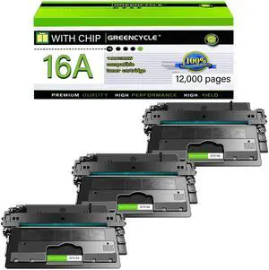 GREENCYCLE High-yield Compatible Toner Cartridge Replacement for HP 16A Q7516A work with Laser Jet 5200 5200n 5200tn 5200dtn 5200L 5200LX Printer (Black,3-Pack)