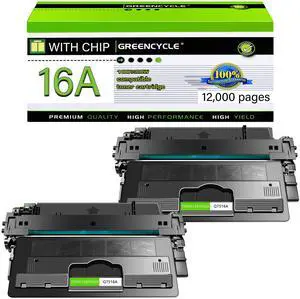 GREENCYCLE High-yield Compatible Toner Cartridge Replacement for HP 16A Q7516A work with Laser Jet 5200 5200n 5200tn 5200dtn 5200L 5200LX Printer (Black,2-Pack)
