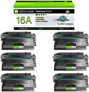GREENCYCLE High-yield Compatible Toner Cartridge Replacement for HP 16A Q7516A work with Laser Jet 5200 5200n 5200tn 5200dtn 5200L 5200LX Printer (Black,6-Pack)