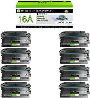 GREENCYCLE High-yield Compatible Toner Cartridge Replacement for HP 16A Q7516A work with Laser Jet 5200 5200n 5200tn 5200dtn 5200L 5200LX Printer (Black,8-Pack)