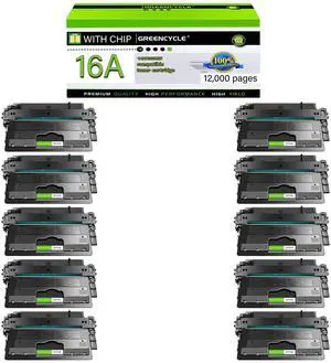 GREENCYCLE High-yield Compatible Toner Cartridge Replacement for HP 16A Q7516A work with Laser Jet 5200 5200n 5200tn 5200dtn 5200L 5200LX Printer (Black,10-Pack)