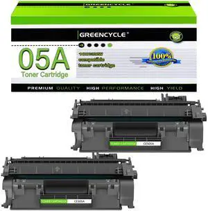 GREENCYCLE High-yield Compatible Toner Cartridge Replacement for HP 05A CE505A work with Laser Jet P2030 P2035 P2035N P2050 P2055 P2055d P2055dn P2055x Printer (Black, 2-Pack)