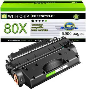 GREENCYCLE Compatible Toner Cartridge Replacement for HP 80X CF280X Work with LaserJet Pro 400 M401 M401a M401d M401dn M401dne M401dw M401n MFP M425dn MFP M425dw Printer (Black,1-Pack)