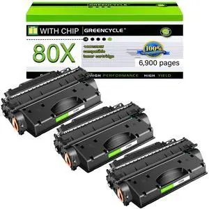 GREENCYCLE Compatible Toner Cartridge Replacement for HP 80X CF280X Work with LaserJet Pro 400 M401 M401a M401d M401dn M401dne M401dw M401n MFP M425dn MFP M425dw Printer (Black,3-Pack)