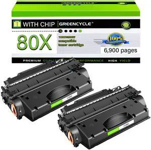 GREENCYCLE Compatible Toner Cartridge Replacement for HP 80X CF280X Work with LaserJet Pro 400 M401 M401a M401d M401dn M401dne M401dw M401n MFP M425dn MFP M425dw Printer (Black,2-Pack)