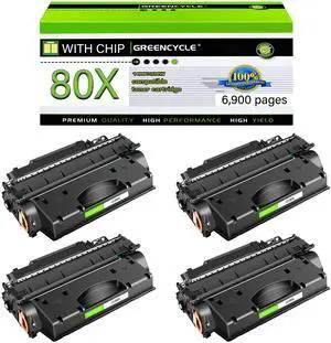 GREENCYCLE Compatible Toner Cartridge Replacement for HP 80X CF280X Work with LaserJet Pro 400 M401 M401a M401d M401dn M401dne M401dw M401n MFP M425dn MFP M425dw Printer (Black,4-Pack)