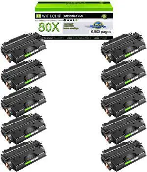 GREENCYCLE Compatible Toner Cartridge Replacement for HP 80X CF280X Work with LaserJet Pro 400 M401 M401a M401d M401dn M401dne M401dw M401n MFP M425dn MFP M425dw Printer (Black,10-Pack)
