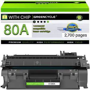 GREENCYCLE Compatible Toner Cartridge Replacement for HP 80A CF280A Work with LaserJet Pro 400 M401 M401a M401d M401dn M401dne M401dw M401n MFP M425dn MFP M425dw Printer (Black,1-Pack)