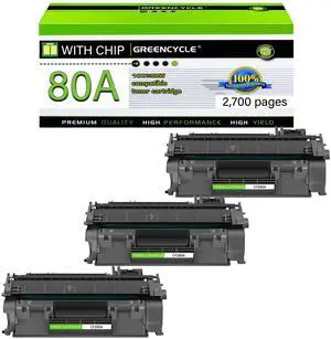 GREENCYCLE Compatible Toner Cartridge Replacement for HP 80A CF280A Work with LaserJet Pro 400 M401 M401a M401d M401dn M401dne M401dw M401n MFP M425dn MFP M425dw Printer (Black,3-Pack)